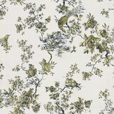 Embroidered Fiore Wallpaper - White/Gold - by Roberto Cavalli. Click for more details and a description.