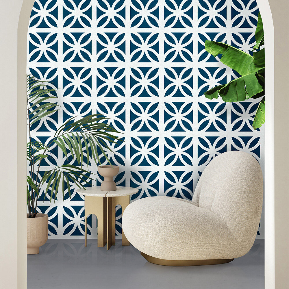 Breeze Wallpaper - Washed Denim - by Mini Moderns