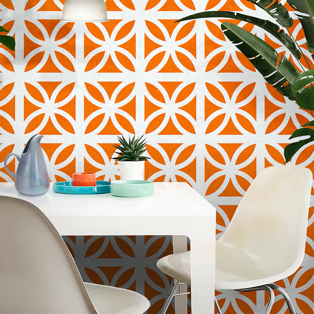 Breeze Wallpaper - Tangerine Dream - by Mini Moderns