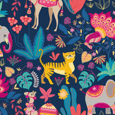 Samba Safari Wallpaper - Ink & Cerise - by Ohpopsi. Click for more details and a description.
