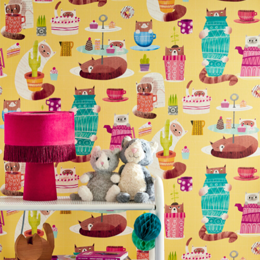 Kitten Kaboodle Wallpaper - Dandelion - by Ohpopsi