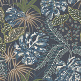 Rousseau Wallpaper - Midnight / Teal - by Jane Churchill. Click for more details and a description.