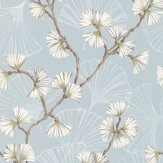 Snow Flower Wallpaper - Aqua / Lime - by Jane Churchill. Click for more details and a description.