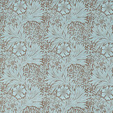 Marigold  Fabric - Sky/ Chocolate - by Morris. Click for more details and a description.
