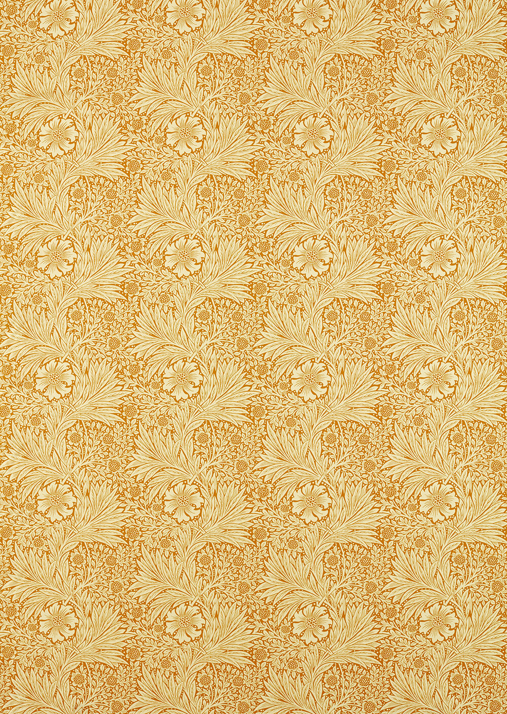 Marigold  Fabric - Cream/ Orange - by Morris