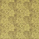 Marigold  Fabric - Summer Yellow/ Chocolate - by Morris. Click for more details and a description.