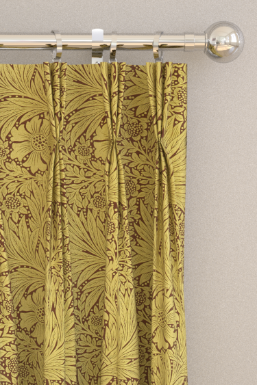 Marigold  Curtains - Summer Yellow/ Chocolate - by Morris. Click for more details and a description.