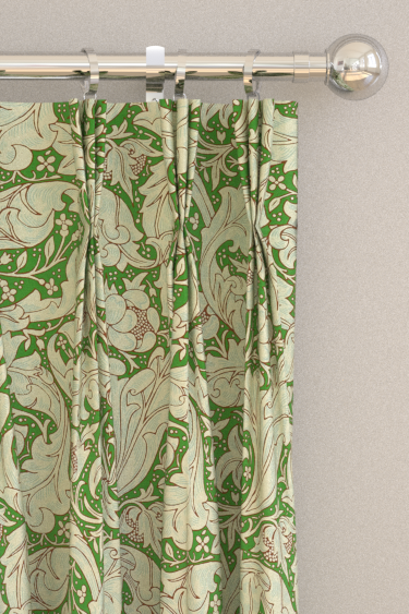 Bachelors Button  Curtains - Leaf Green/ Sky - by Morris. Click for more details and a description.