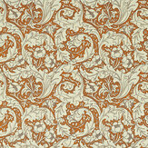 Bachelors Button  Fabric - Burnt Orange/ Sky - by Morris. Click for more details and a description.
