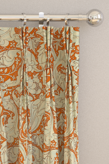 Bachelors Button  Curtains - Burnt Orange/ Sky - by Morris. Click for more details and a description.