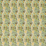 Daffodil  Fabric - Cove Blue/ Chocolate - by Morris. Click for more details and a description.
