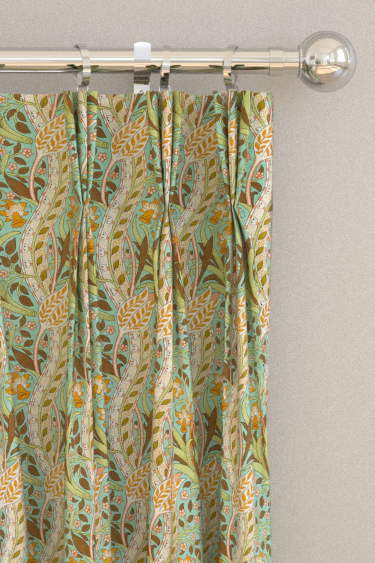 Daffodil  Curtains - Cove Blue/ Chocolate - by Morris. Click for more details and a description.