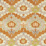 Merton  Fabric - Burnt Orange/ Chartreuse - by Morris. Click for more details and a description.