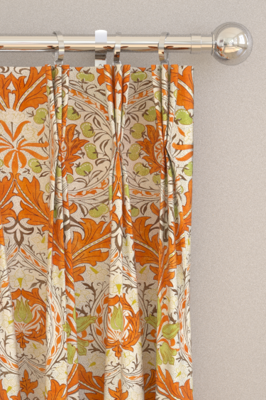Merton  Curtains - Burnt Orange/ Chartreuse - by Morris. Click for more details and a description.