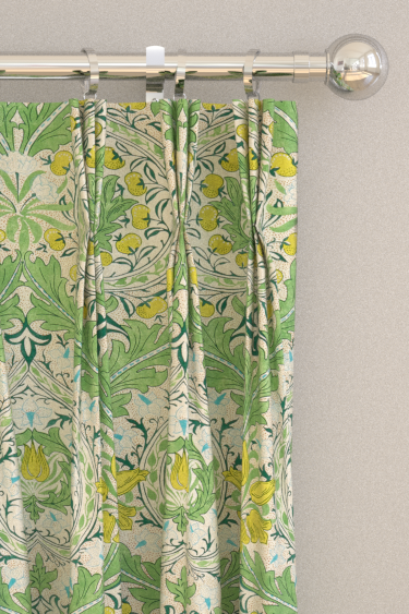 Merton  Curtains - Leaf Green/ Sky - by Morris. Click for more details and a description.