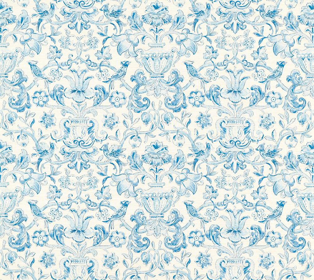 Pompadour Print  (Sold by the metre) Wallpaper - Indigo - by Zoffany
