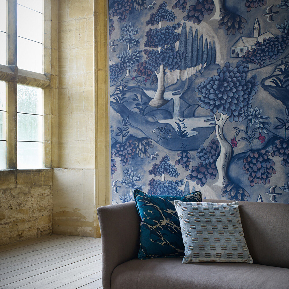Verdure (Sold by the metre) Wallpaper - Indigo - by Zoffany