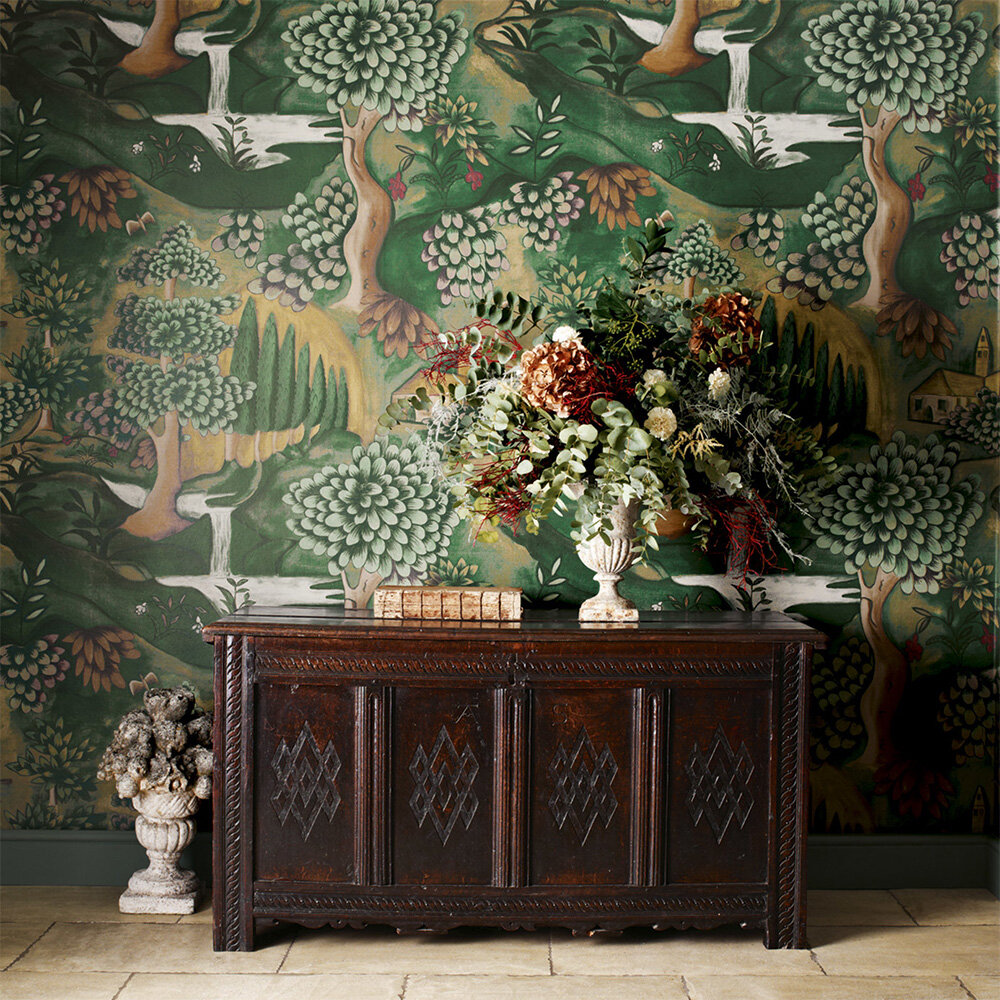 Verdure (Sold by the metre) Wallpaper - Tapestry Green - by Zoffany