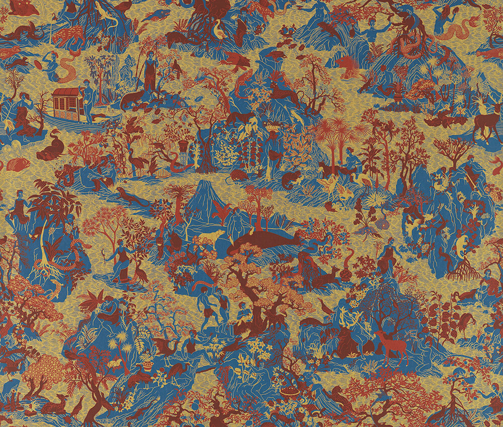 Avalonis  (Sold by the metre) Wallpaper - Como Blue/ Koi - by Zoffany