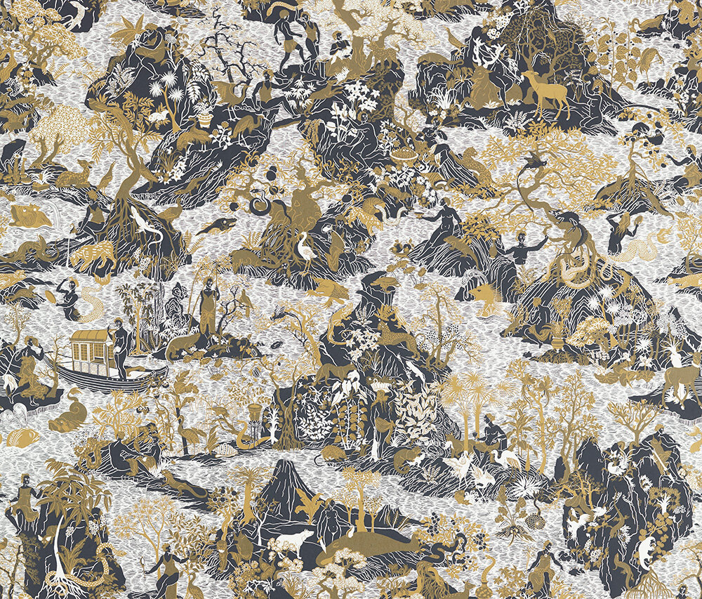 Avalonis  (Sold by the metre) Wallpaper - Vine Black/ Gold - by Zoffany