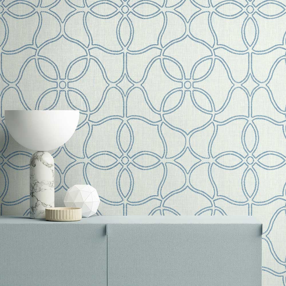 Simple Persian Allover Wallpaper - Blue - by Etten