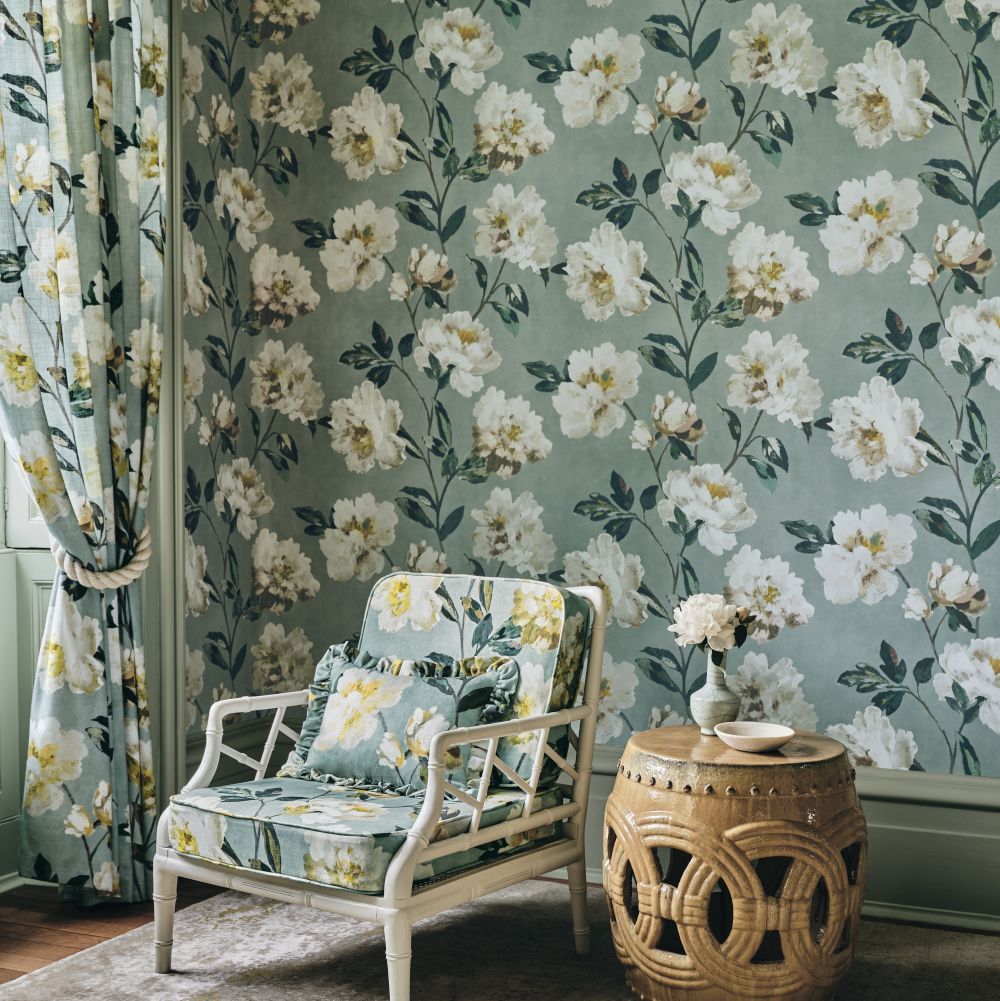 Odelia Wallpaper - French Blue - by Romo