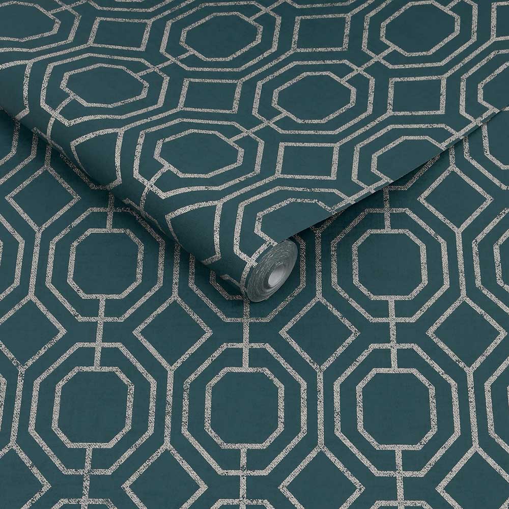 Luxe Geo Wallpaper - Teal - by Superfresco Easy