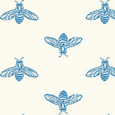 Block Print Bee Wallpaper - Blue Haze - by Joules. Click for more details and a description.
