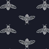 Block Print Bee Wallpaper - French Navy - by Joules. Click for more details and a description.