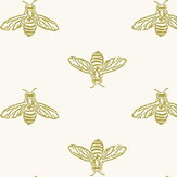 Block Print Bee Wallpaper - Antique Gold - by Joules. Click for more details and a description.