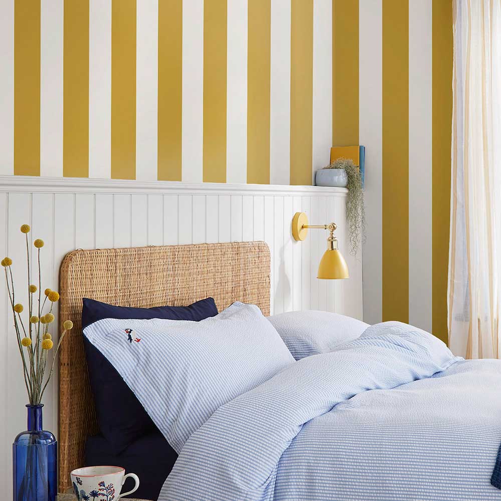 Harborough Stripe Wallpaper - Antique Gold - by Joules