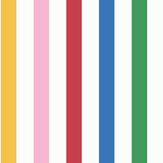 Country Critters Chunky Stripe Wallpaper - White/Rainbow - by Joules. Click for more details and a description.