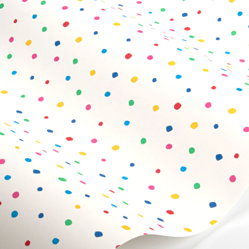 Lynx Multi Spot Wallpaper - White/Rainbow - by Joules