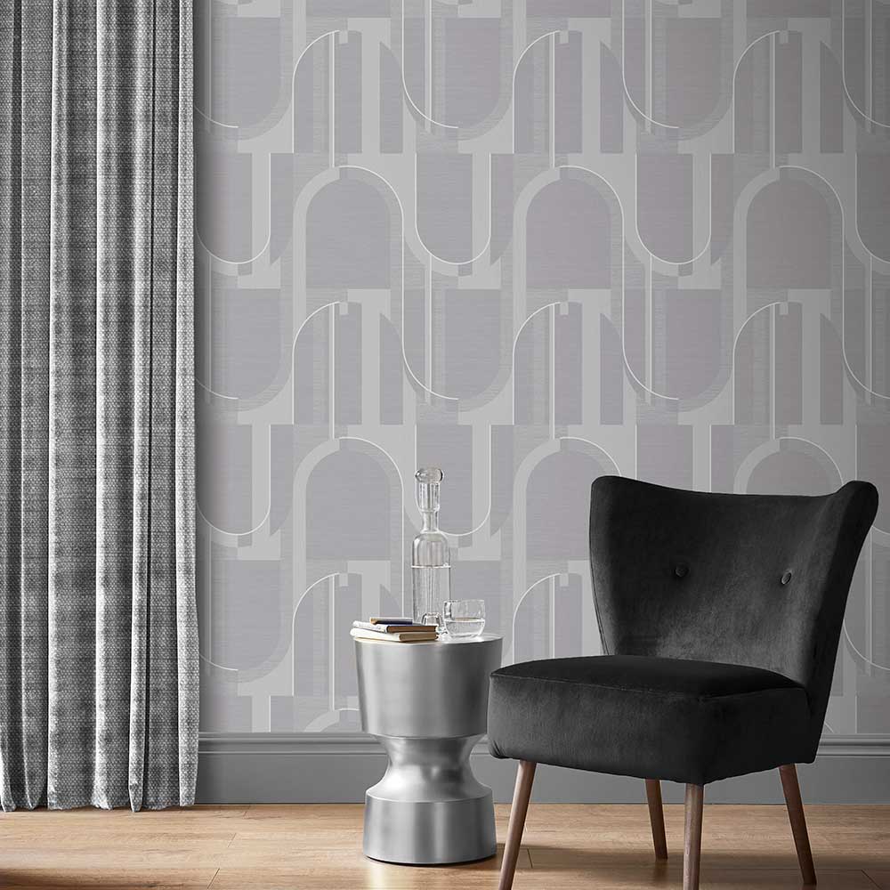 Marcia Wallpaper - Grey - by Graham & Brown