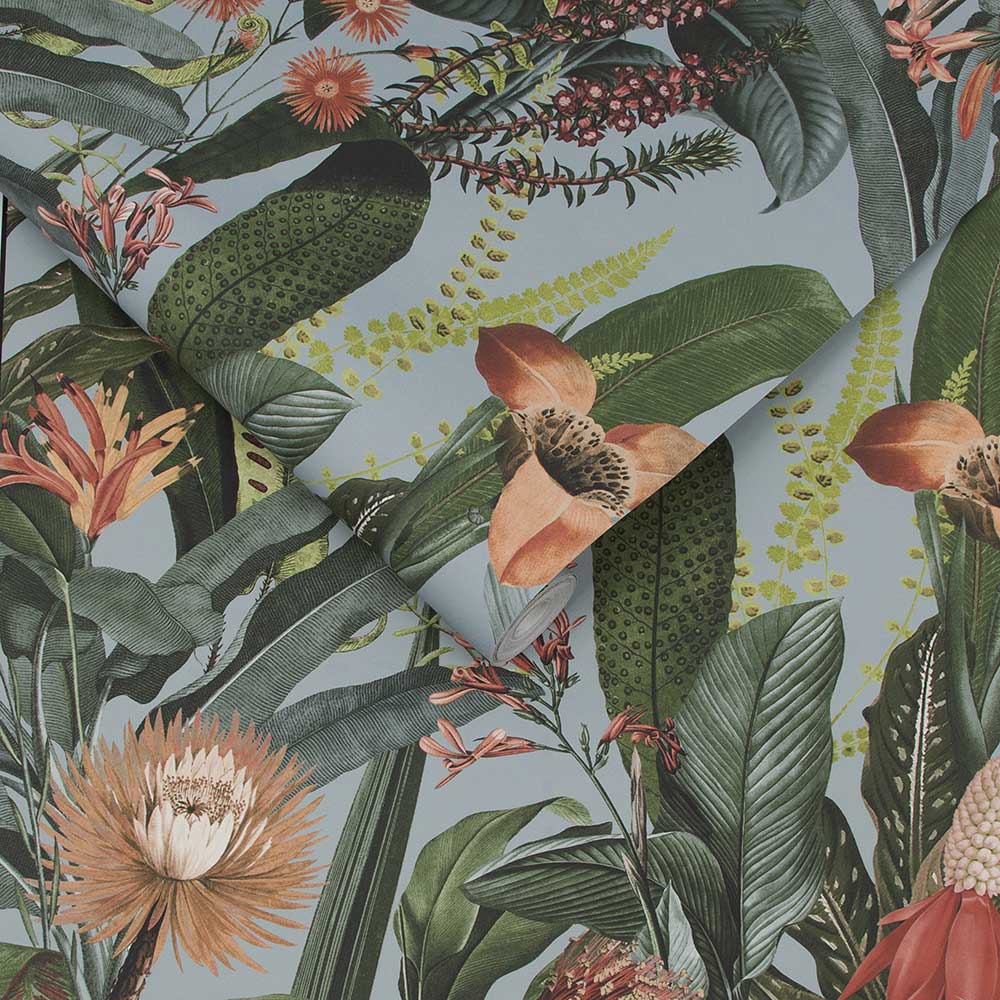 Tigerlily Wallpaper - Sky - by Graham & Brown