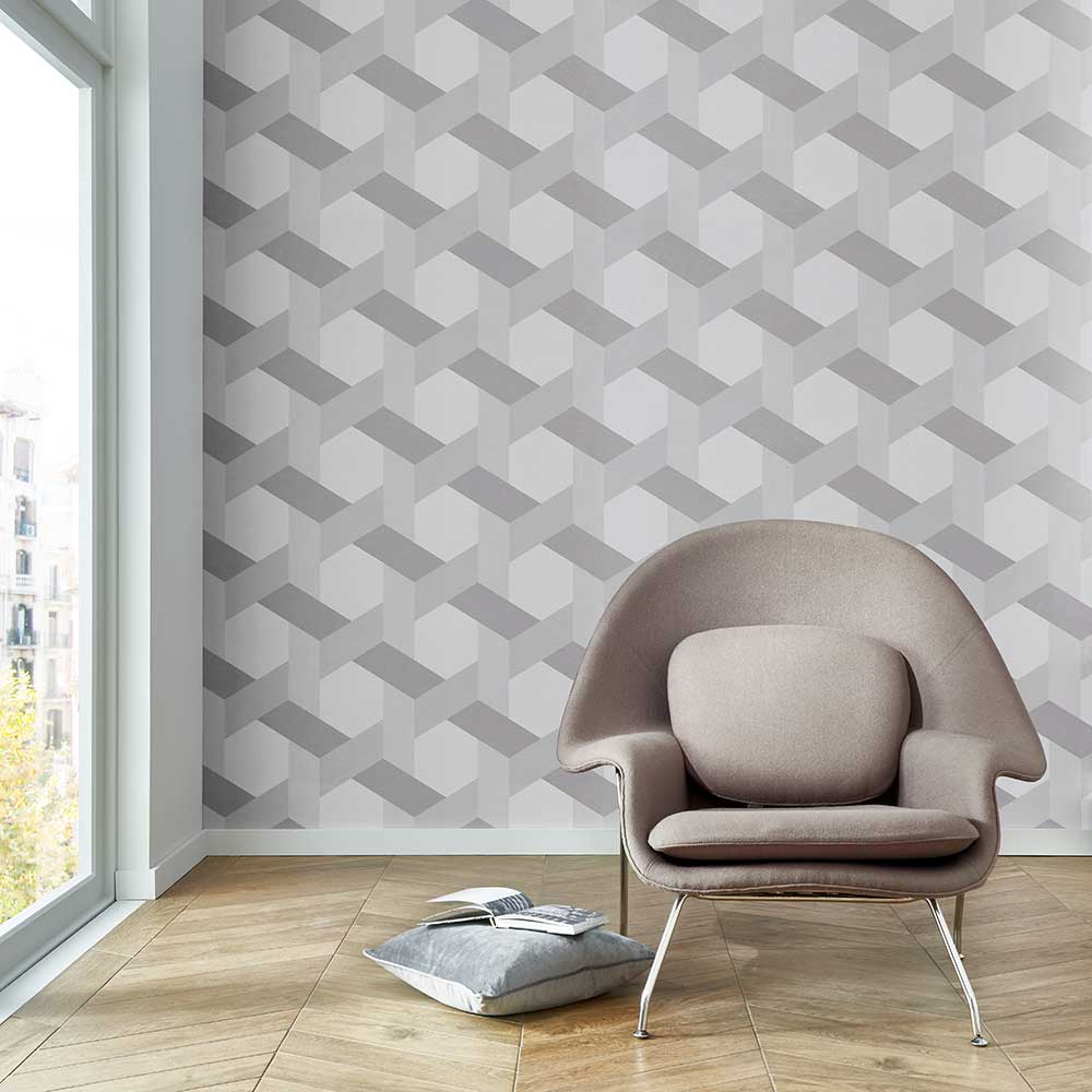 Fractal Wallpaper - Grey - by Graham & Brown