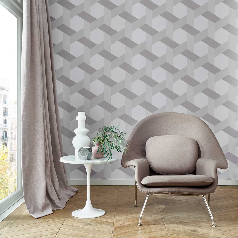 Fractal Wallpaper - Grey - by Graham & Brown