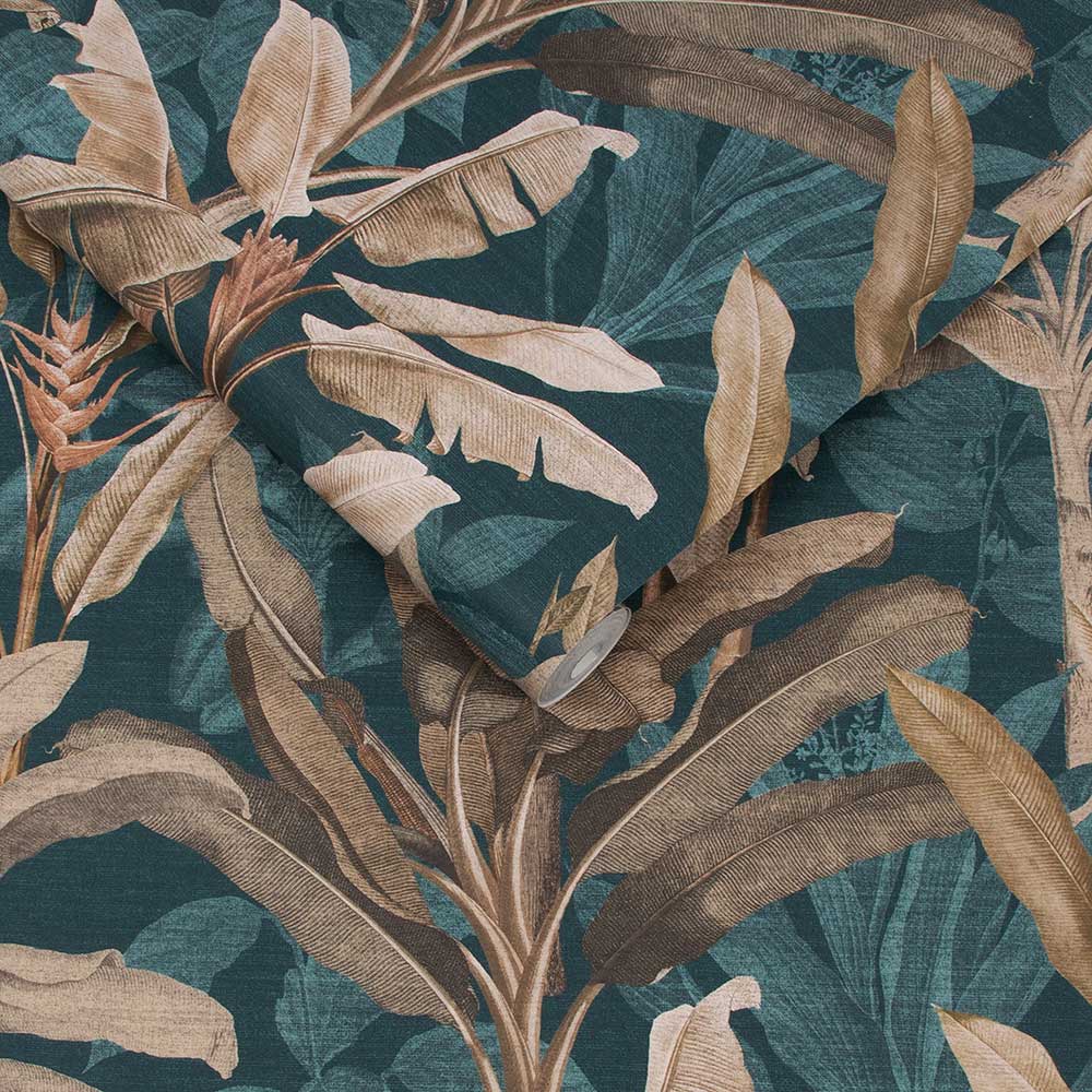 Borneo Wallpaper - Teal - by Graham & Brown