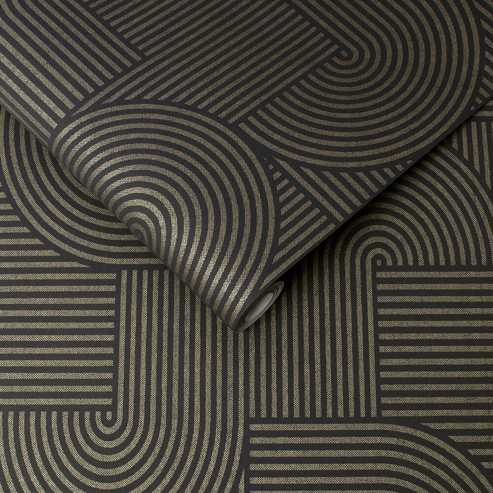 Centra Wallpaper - Black - by Graham & Brown