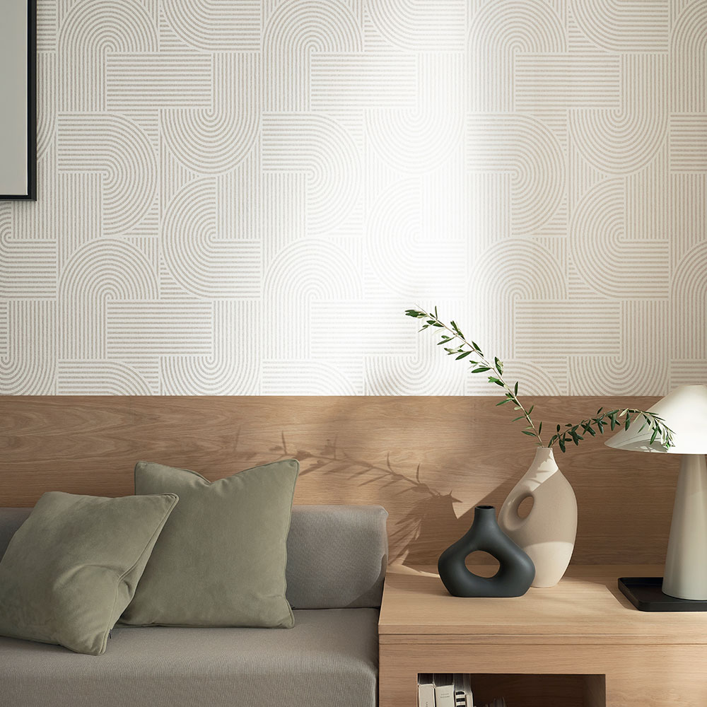 Centra Wallpaper - White - by Graham & Brown