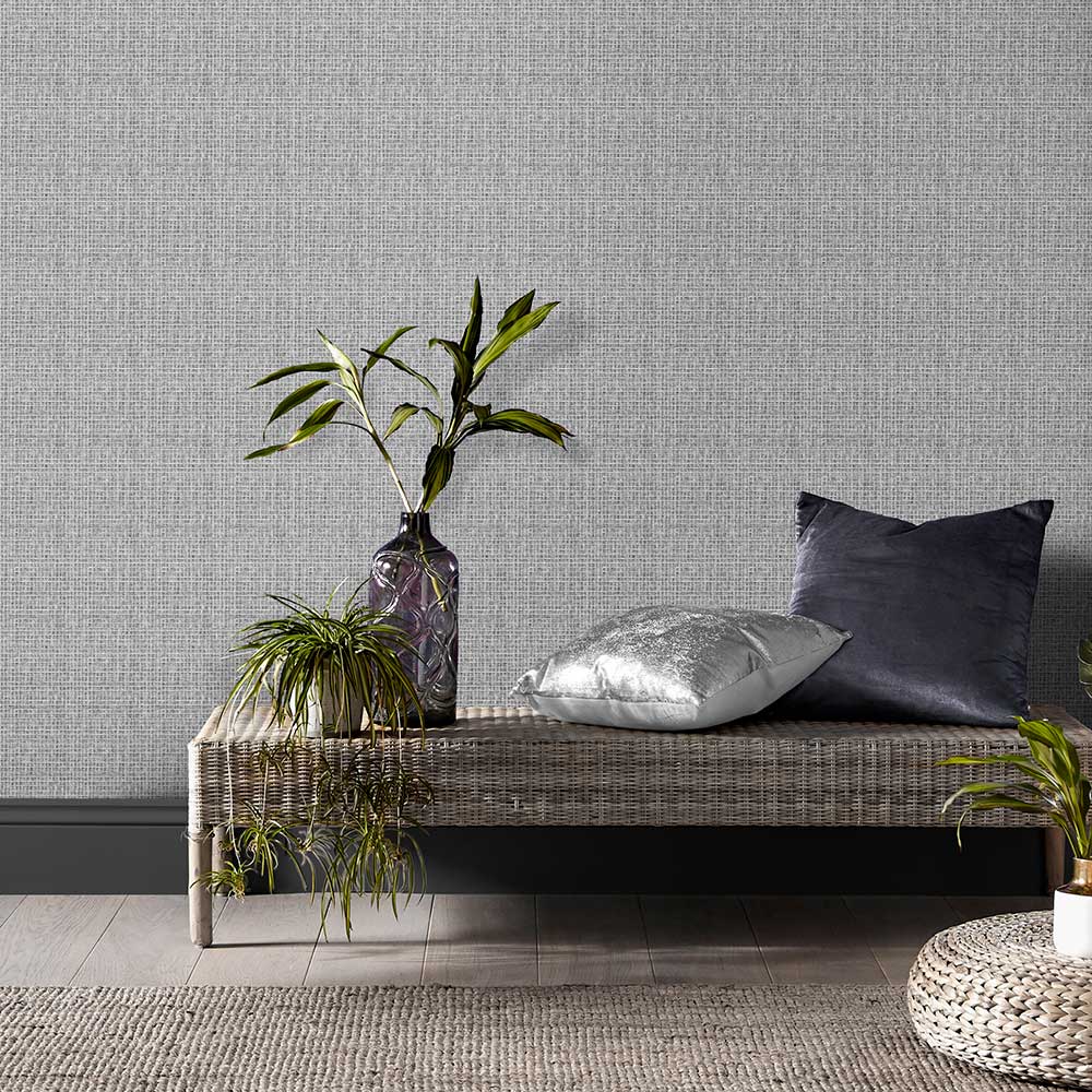 Sisal Wallpaper - Grey - by Graham & Brown