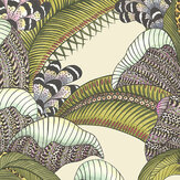 Hoopoe Leaves Wallpaper - Olive, Chartreuse & Fuchsia on Cream - by Cole & Son. Click for more details and a description.