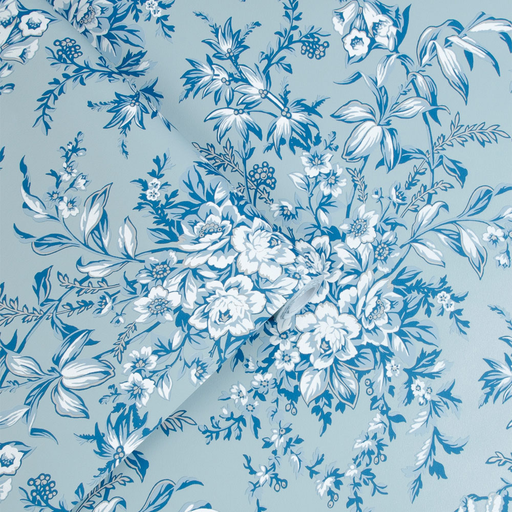 Picardie Wallpaper - Blue Sky - by Laura Ashley