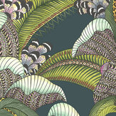 Hoopoe Leaves Wallpaper - Forest Green, Lime & Fuchsia on Dark Virdian - by Cole & Son. Click for more details and a description.