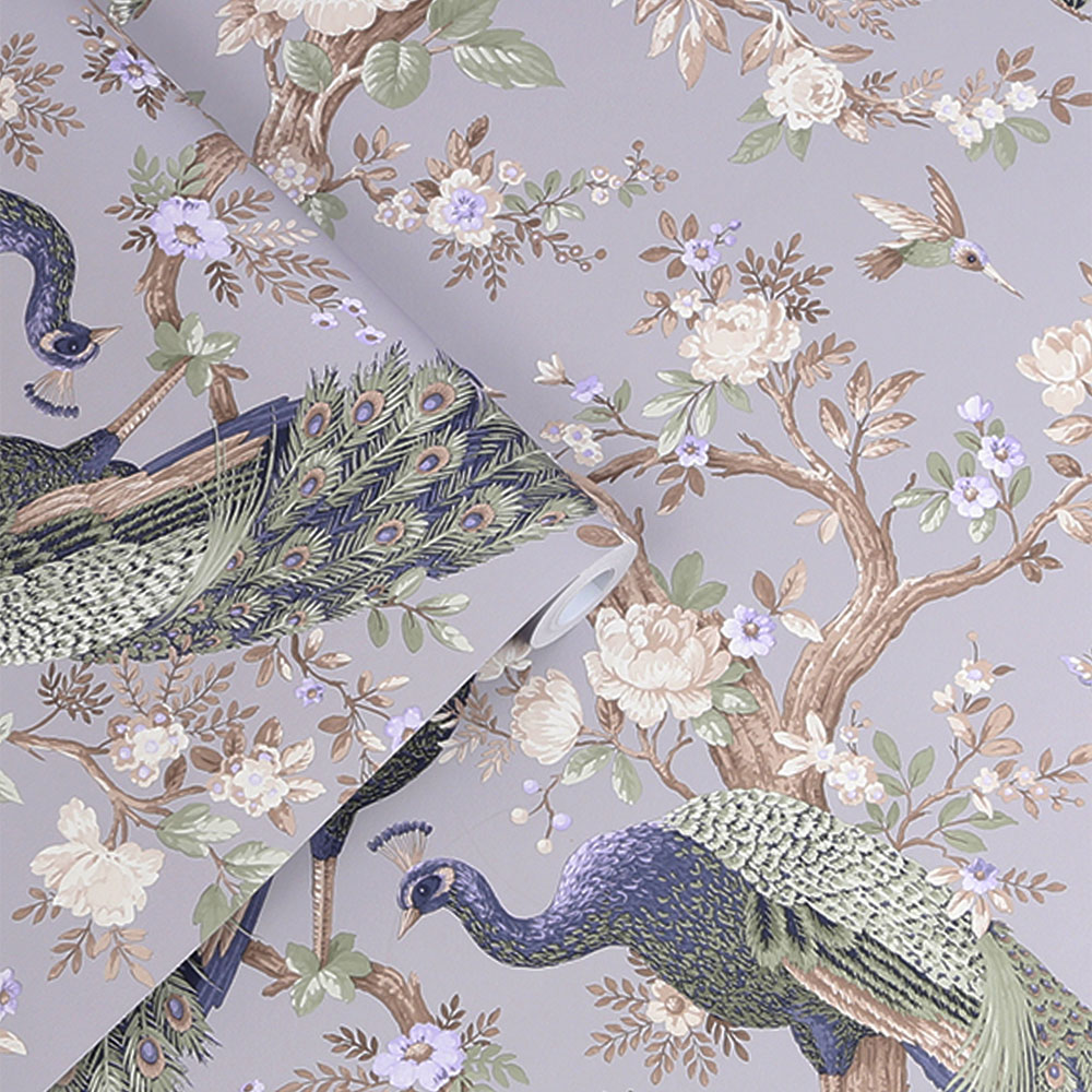 Belvedere Wallpaper - Pale Iris - by Laura Ashley