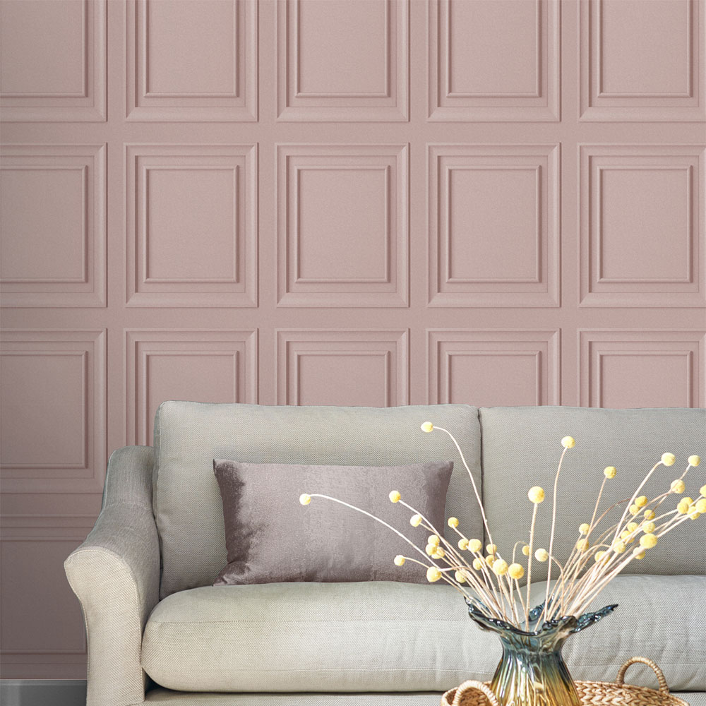 Redbrook Wood Panel  Wallpaper - Blush - by Laura Ashley