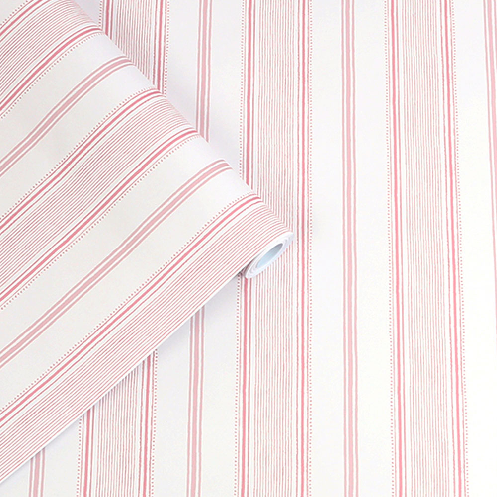 Heacham Stripe Wallpaper - Blush - by Laura Ashley