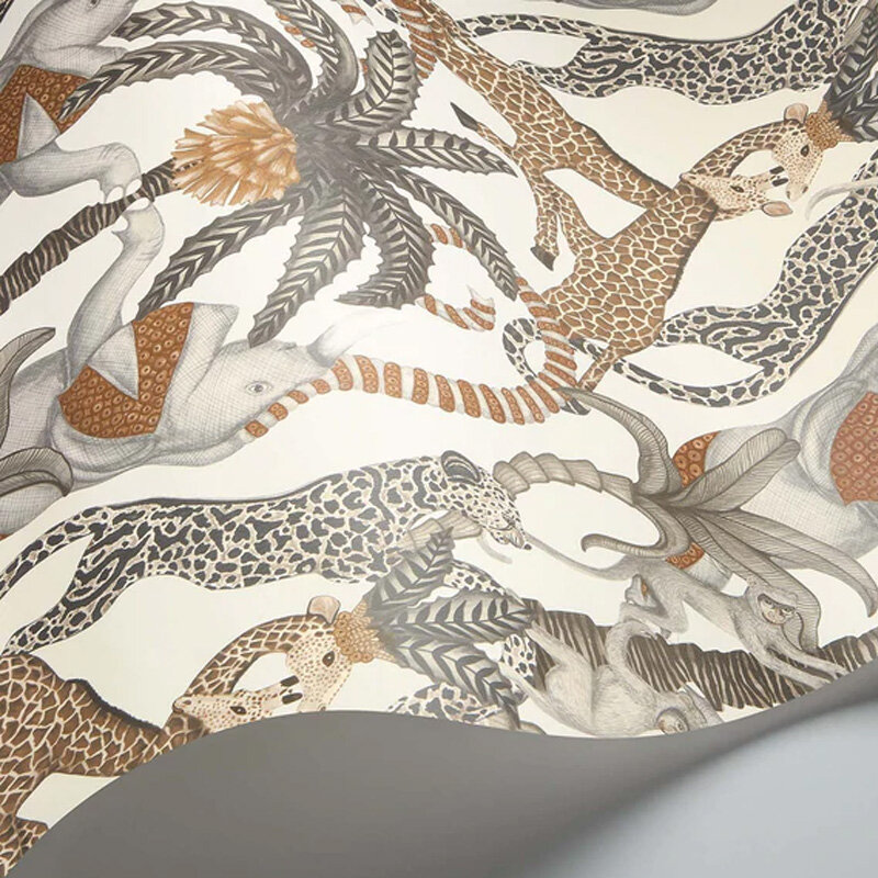 Safari Totem Wallpaper - Ginger & Taupe on Parchment - by Cole & Son