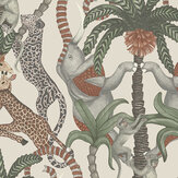 Safari Totem Wallpaper - Terracotta & Forest Green on Stone - by Cole & Son. Click for more details and a description.