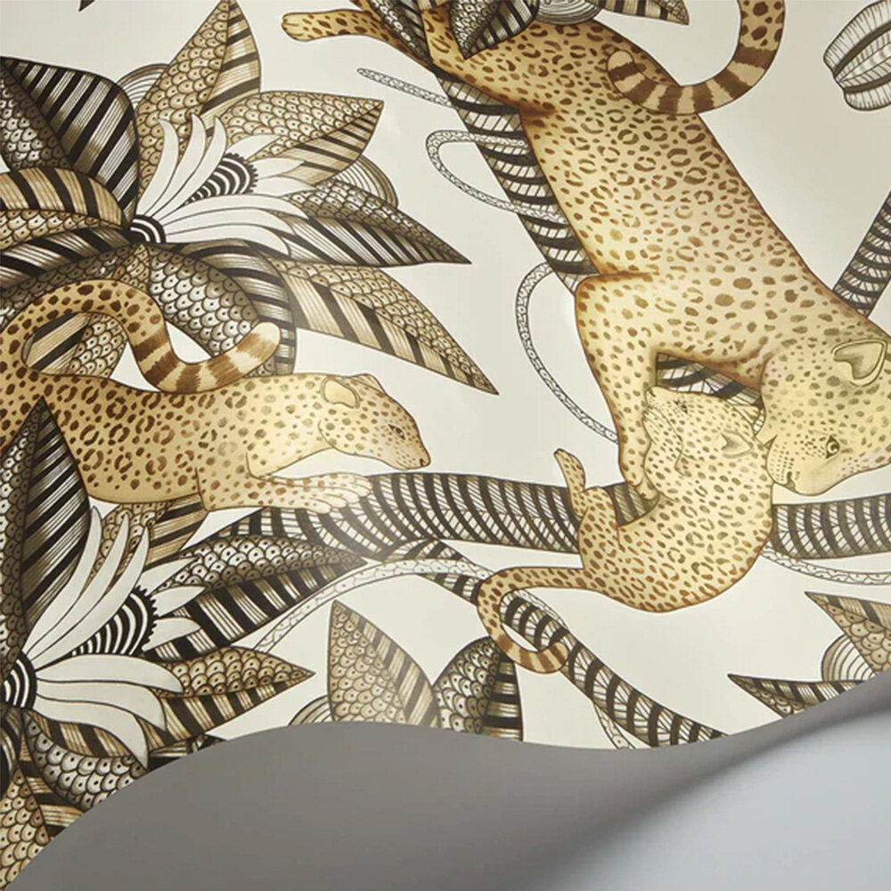 Satara Wallpaper - Soot & Metallic Gold on Linen - by Cole & Son